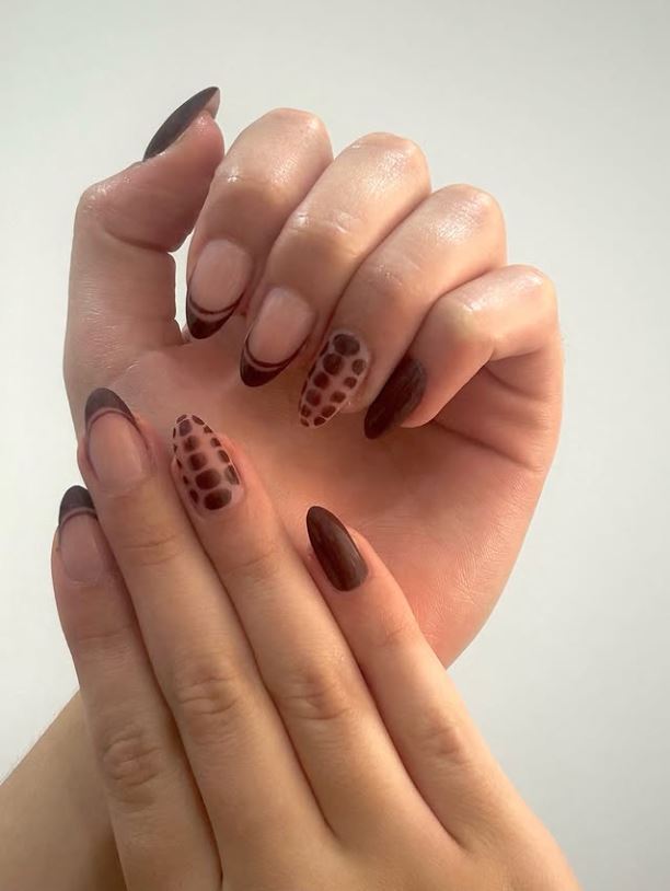 Elegant tortoise shell and brown nail art